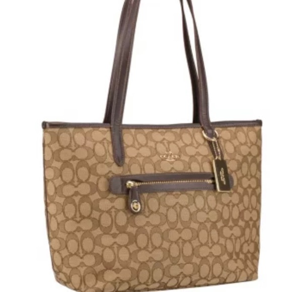 New - ๐ค Coach Taylor Tote in Signature Jacquard - Chocolate Brown - Picture 2 of 11